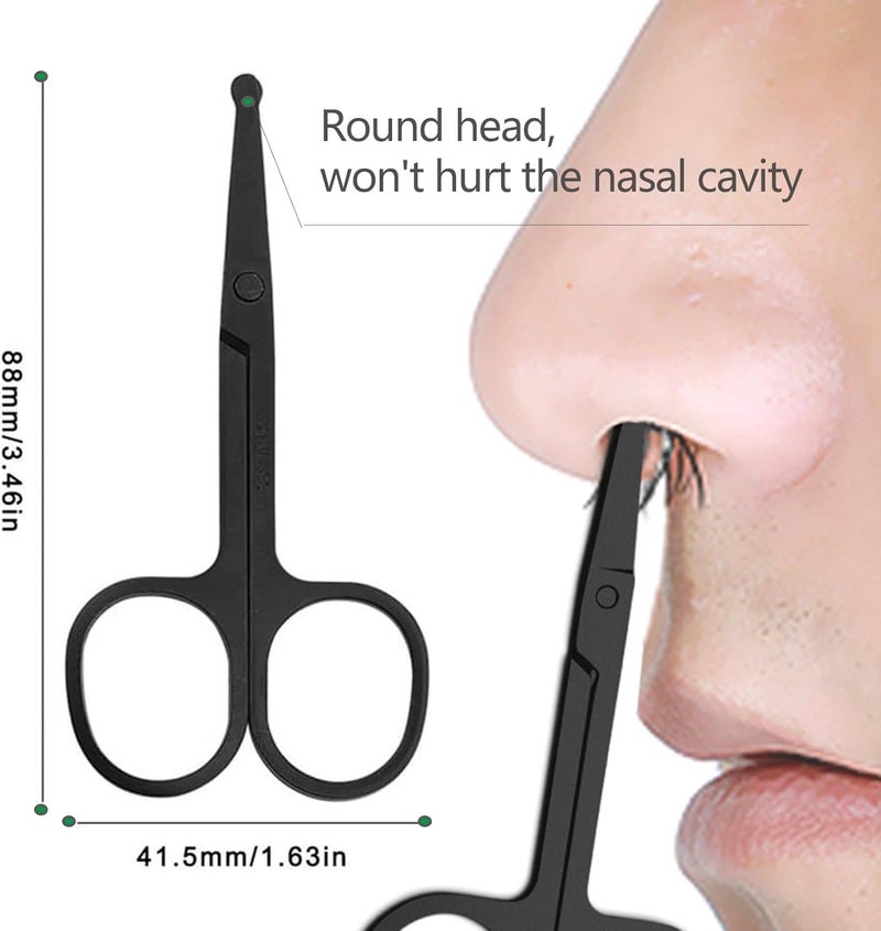 KAJUDA Eyebrow Scissors with Comb, Facial Hair Small Grooming Scissors For Men Women - Eyebrow Trimmer Scissor for Eyebrows, Nose Hair, Mustache, Beard, Eyelash - 3PCS Black - Image 4